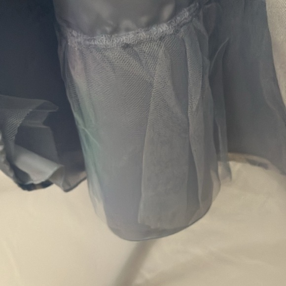 Sequin Hearts: Blue/White Flower Dress- Open Back with zipper back- tulle hem- 9 - Picture 9 of 16